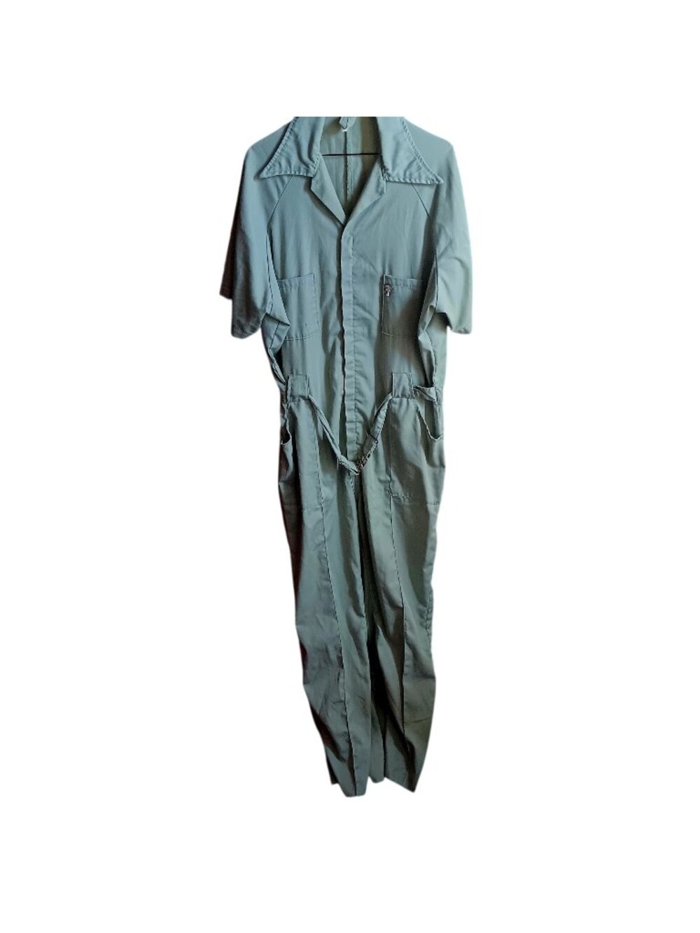 XL True Vintage 1970s Wolf Sage Green Short-Sleeve Coveralls Trophy Logo USA